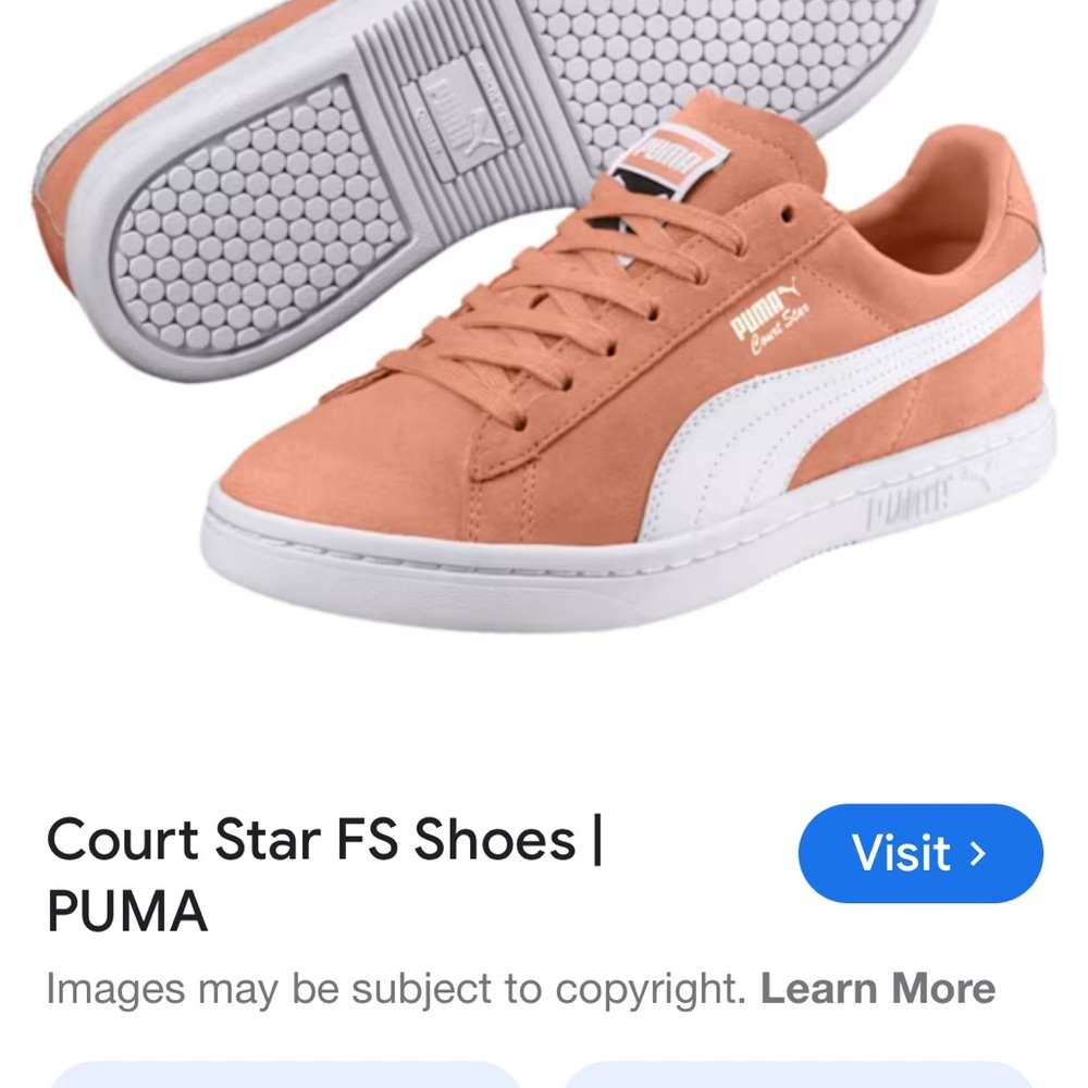 PUMA Court Star FS Shoes in Peach and White